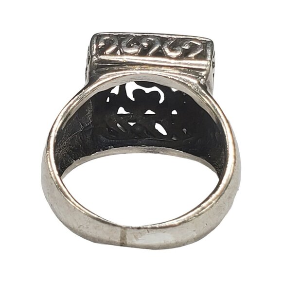 Sterling Silver Ring Square Swirl Open Scroll Work Sz 7.75 Designer Statement - Picture 5 of 9